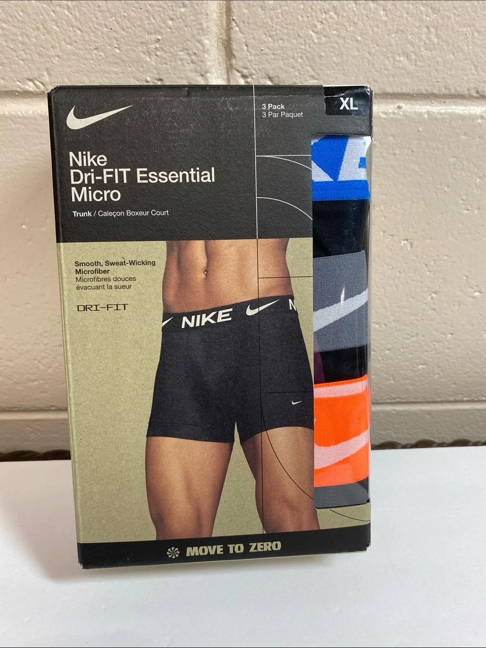 Nike Dri-FIT Essential Micro Trunks - Black, Blue, Orange - XL (3-Pack). NIB